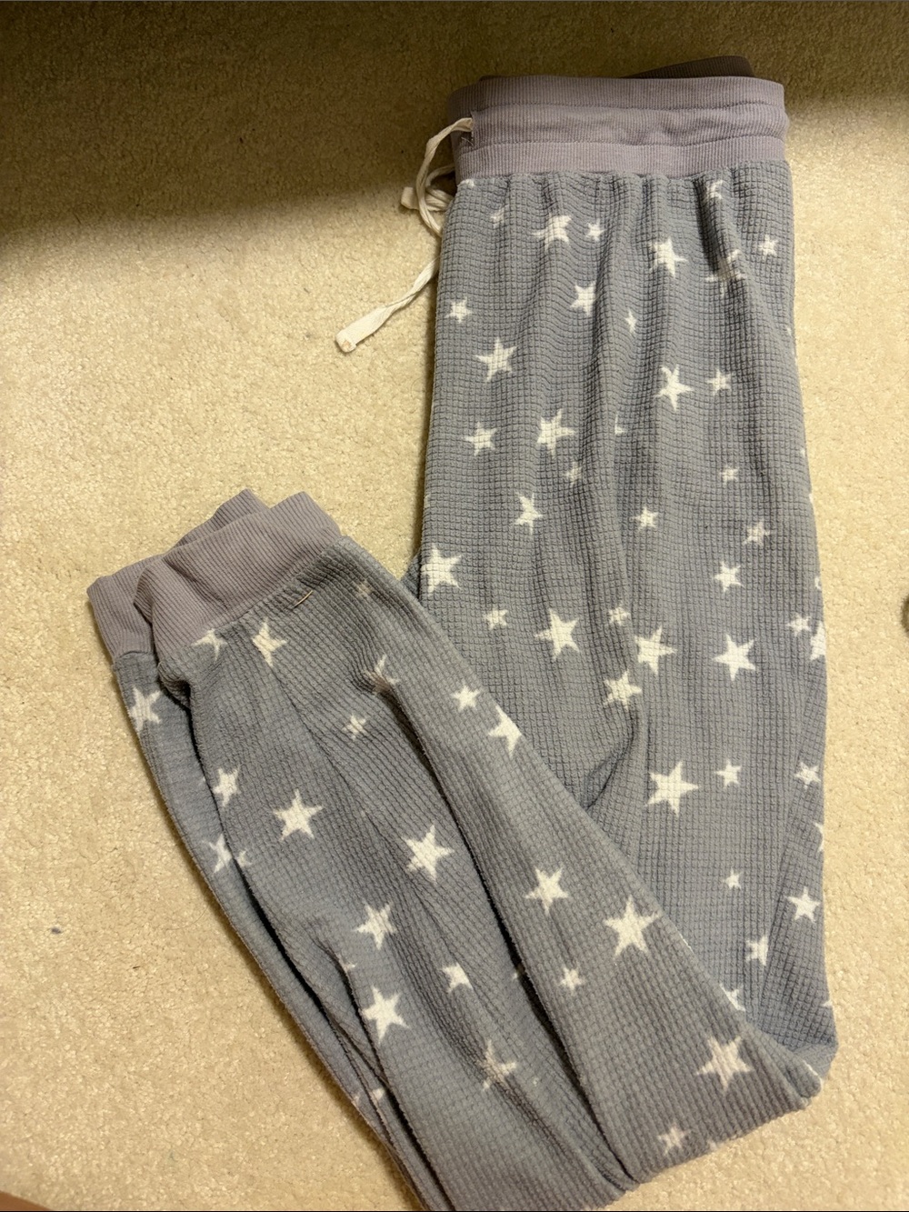 Cozy waffle star sweatpants for women